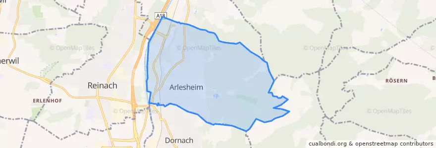 Mapa de ubicacion de Arlesheim.