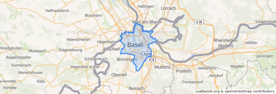 Mapa de ubicacion de Basilea.
