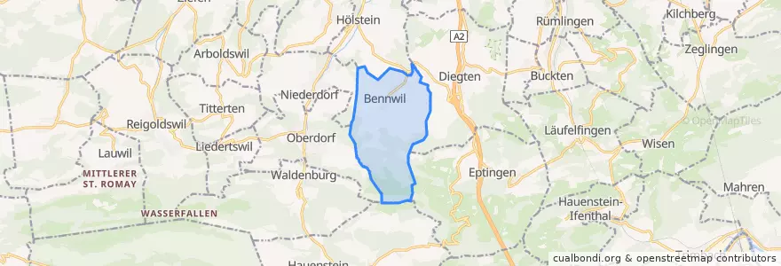 Mapa de ubicacion de Bennwil.