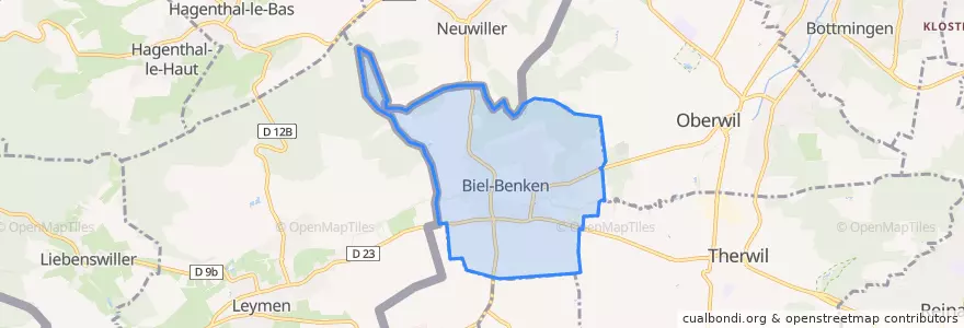 Mapa de ubicacion de Biel-Benken.