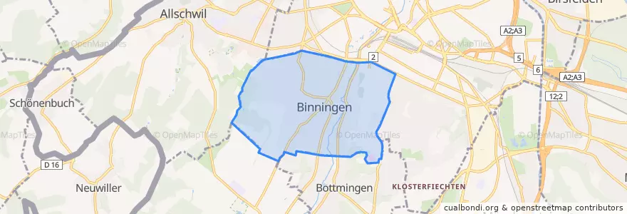 Mapa de ubicacion de Binningen.