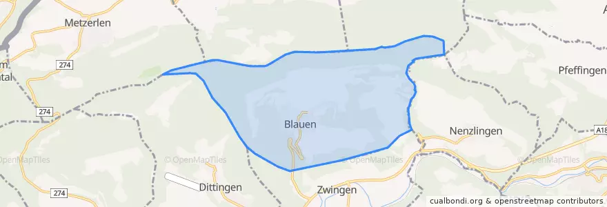 Mapa de ubicacion de Blauen.