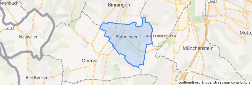 Mapa de ubicacion de Bottmingen.