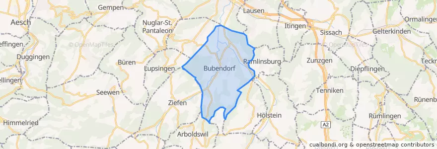 Mapa de ubicacion de Bubendorf.