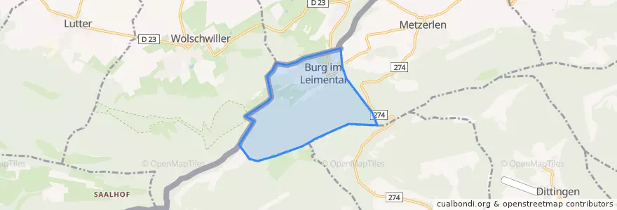 Mapa de ubicacion de Burg im Leimental.