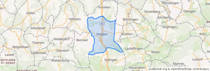 Mapa de ubicacion de Diegten.