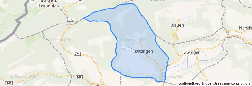 Mapa de ubicacion de Dittingen.