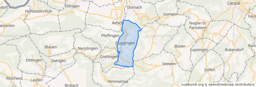 Mapa de ubicacion de Duggingen.