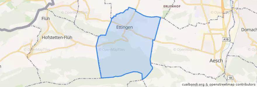Mapa de ubicacion de Ettingen.