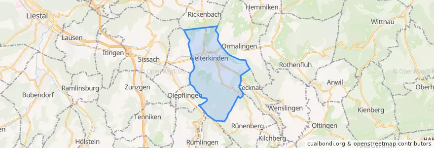 Mapa de ubicacion de Gelterkinden.