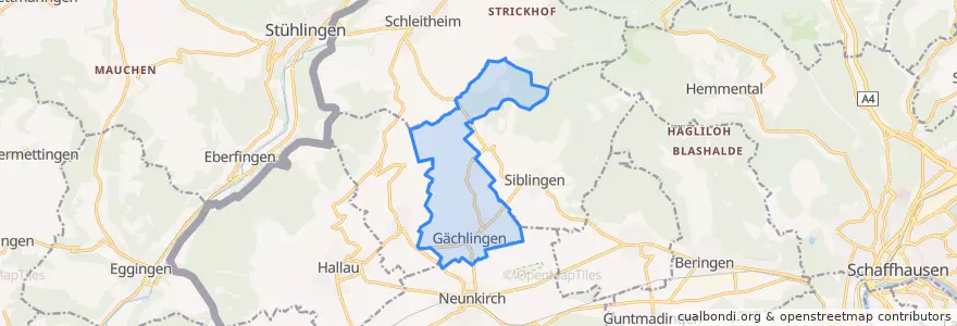 Mapa de ubicacion de Gächlingen.
