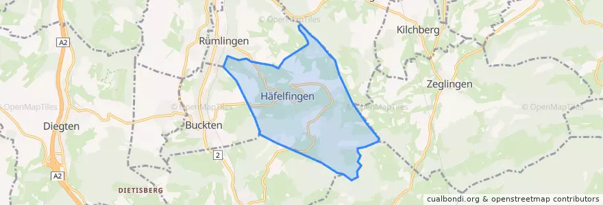 Mapa de ubicacion de Häfelfingen.