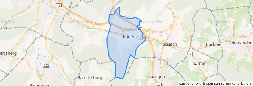 Mapa de ubicacion de Itingen.