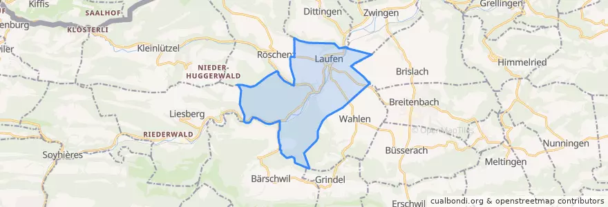 Mapa de ubicacion de Laufen.