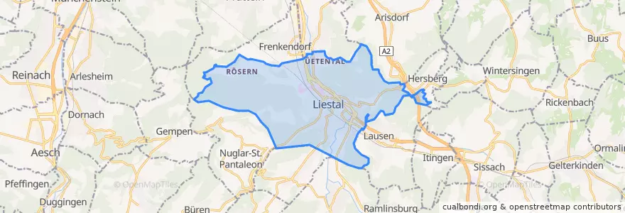 Mapa de ubicacion de Liestal.