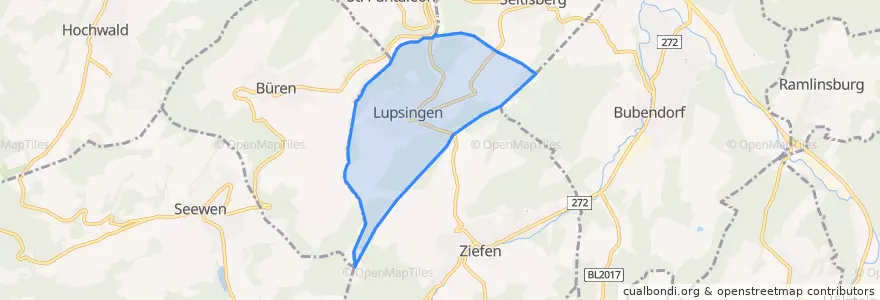 Mapa de ubicacion de Lupsingen.