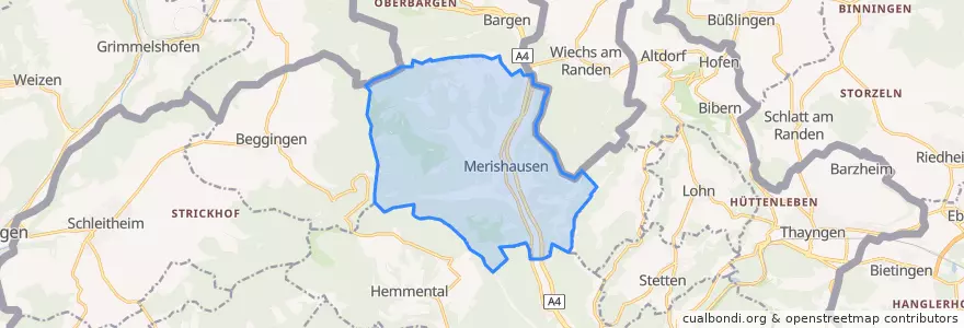 Mapa de ubicacion de Merishausen.