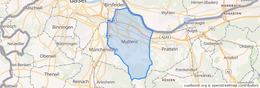 Mapa de ubicacion de Muttenz.