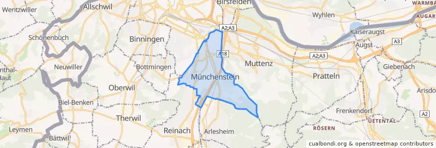 Mapa de ubicacion de Münchenstein.
