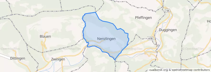 Mapa de ubicacion de Nenzlingen.