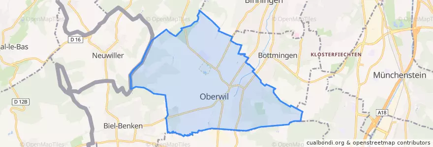 Mapa de ubicacion de Oberwil.
