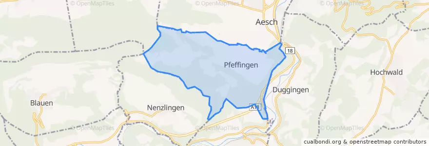 Mapa de ubicacion de Pfeffingen.