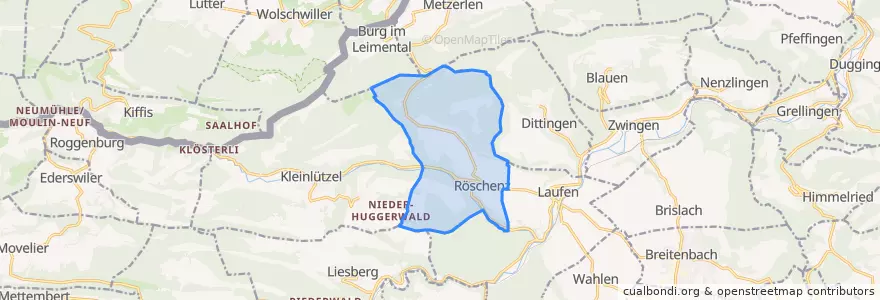 Mapa de ubicacion de Röschenz.