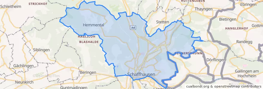 Mapa de ubicacion de Schaffhausen.