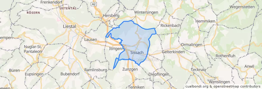 Mapa de ubicacion de Sissach.