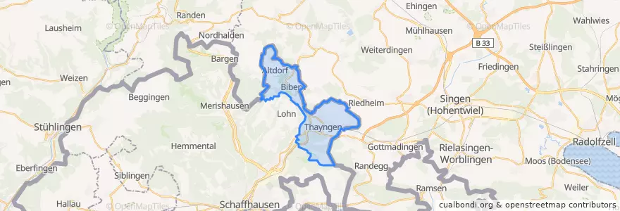 Mapa de ubicacion de Thayngen.