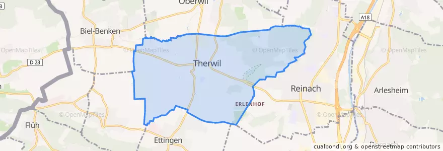 Mapa de ubicacion de Therwil.
