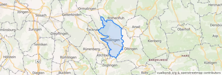 Mapa de ubicacion de Wenslingen.