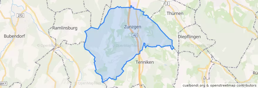 Mapa de ubicacion de Zunzgen.