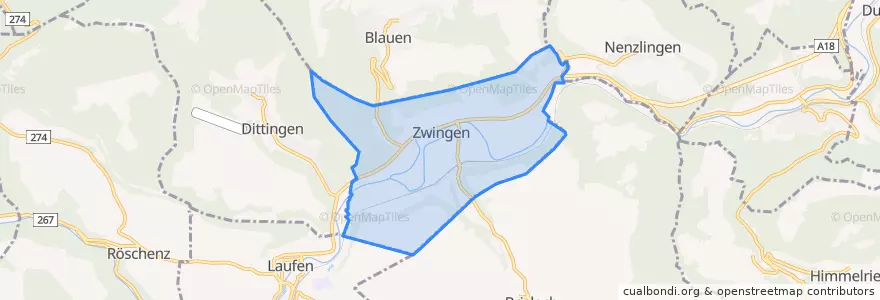 Mapa de ubicacion de Zwingen.