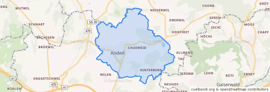 Mapa de ubicacion de Andwil (SG).
