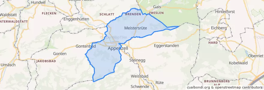 Mapa de ubicacion de Appenzell.