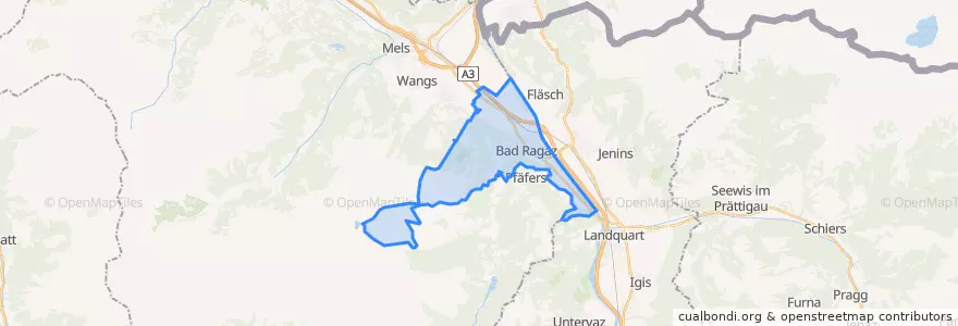 Mapa de ubicacion de Bad Ragaz.