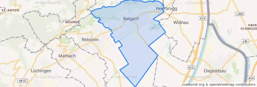 Mapa de ubicacion de Balgach.