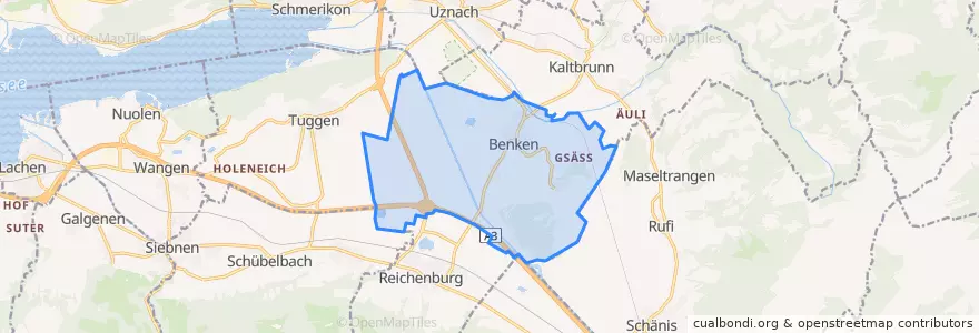 Mapa de ubicacion de Benken (SG).