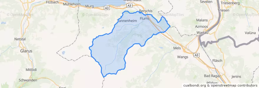 Mapa de ubicacion de Flums.