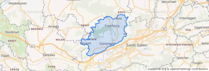 Mapa de ubicacion de Gaiserwald.