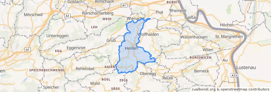 Mapa de ubicacion de Heiden.