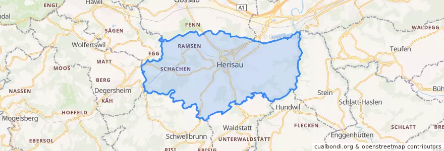 Mapa de ubicacion de Herisau.