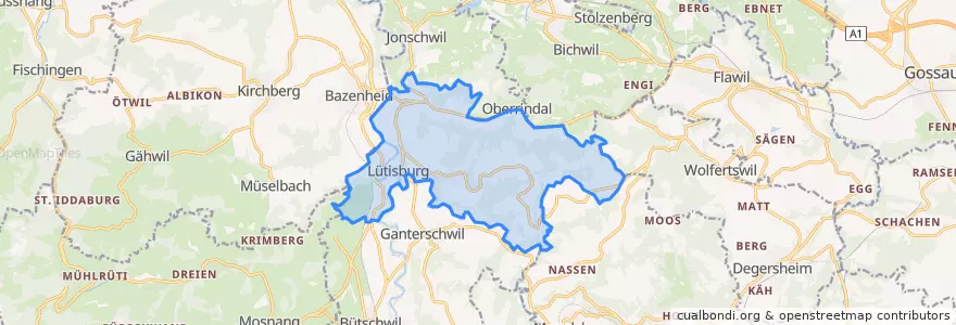 Mapa de ubicacion de Lütisburg.