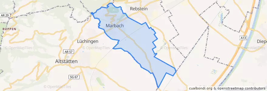 Mapa de ubicacion de Marbach.