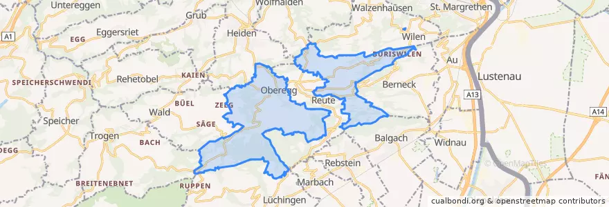 Mapa de ubicacion de Oberegg.