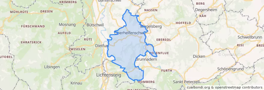 Mapa de ubicacion de Oberhelfenschwil.