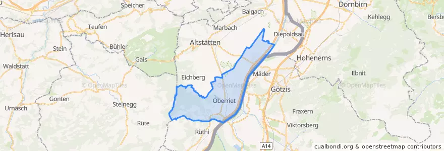 Mapa de ubicacion de Oberriet.