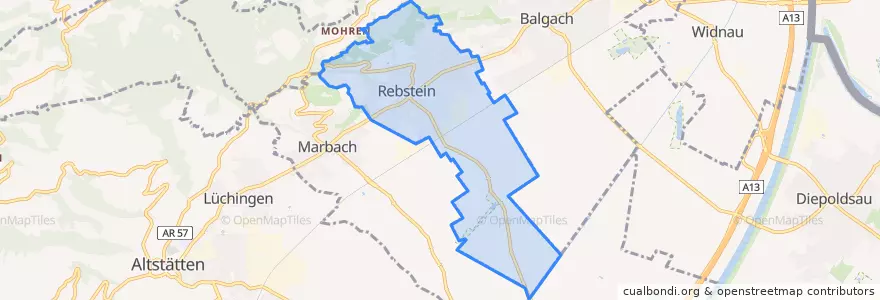 Mapa de ubicacion de Rebstein.