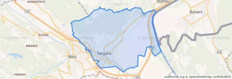 Mapa de ubicacion de Sargans.